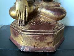 Large Lacquer Wood Antique Burmese Buddha Statue - 1980888