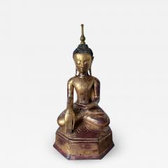 Large Lacquer Wood Antique Burmese Buddha Statue - 1985922