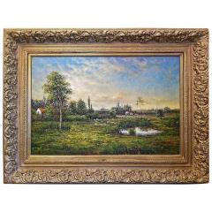 Large Landscape Oil on Canvas Dutch School by Jack Lanze - 1705208