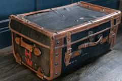 Large Leather Hessian Travel Trunk - 1968641