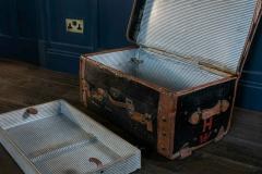 Large Leather Hessian Travel Trunk - 1968642