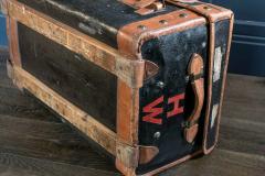 Large Leather Hessian Travel Trunk - 1968643