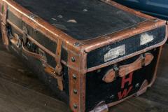 Large Leather Hessian Travel Trunk - 1968645
