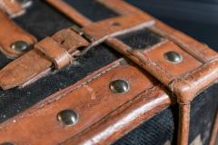 Large Leather Hessian Travel Trunk - 1968647