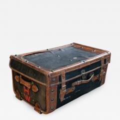 Large Leather Hessian Travel Trunk - 1970832
