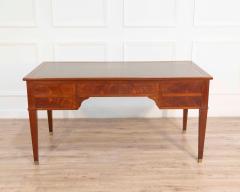 Large Louis XVI Style Mahogany Double Sided Flat Desk with Green Leather Top - 4451711