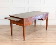 Large Louis XVI Style Mahogany Double Sided Flat Desk with Green Leather Top - 4451715