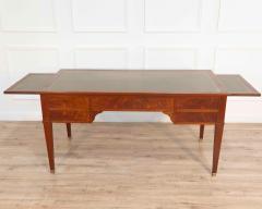 Large Louis XVI Style Mahogany Double Sided Flat Desk with Green Leather Top - 4451728
