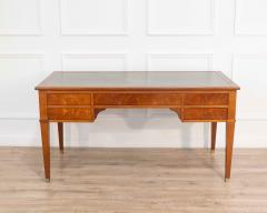 Large Louis XVI Style Mahogany Double Sided Flat Desk with Green Leather Top - 4451792