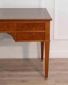 Large Louis XVI Style Mahogany Double Sided Flat Desk with Green Leather Top - 4451793