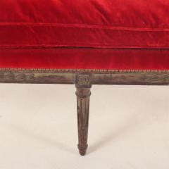 Large Louis XVI style upholstered walnut window bench C 1900  - 3918513