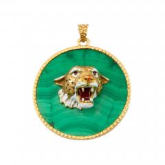 Large Malachite Leopard Pendant - 181556