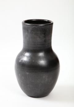 Large Matte Black Vallauris Vase with Glaze France c 1950 Signed BIOT - 2458607
