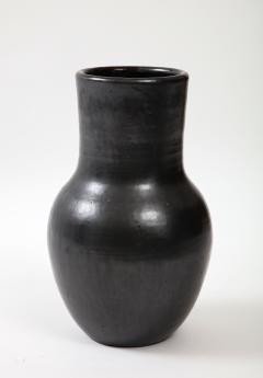 Large Matte Black Vallauris Vase with Glaze France c 1950 Signed BIOT - 2458609