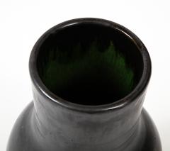 Large Matte Black Vallauris Vase with Glaze France c 1950 Signed BIOT - 2458613