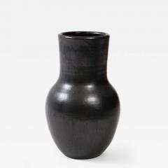 Large Matte Black Vallauris Vase with Glaze France c 1950 Signed BIOT - 2460275