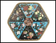 Large Meiji Japanese Cloisonne Enamel Box with Fruits Sea Life - 3901483