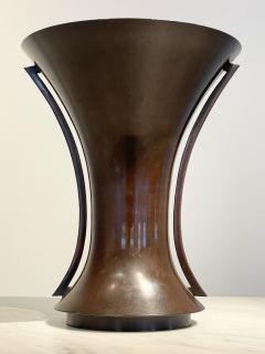 Large Meiji Period Bronze Trumpet Vase Japan c 1890s - 3889602