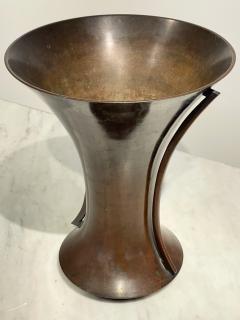 Large Meiji Period Bronze Trumpet Vase Japan c 1890s - 3889604