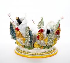 Large Mid 20th Century Italian Oval Rooster Polychrome Six Bottle Wine Cooler - 4549475