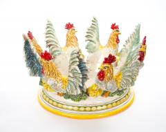 Large Mid 20th Century Italian Oval Rooster Polychrome Six Bottle Wine Cooler - 4549477