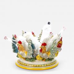 Large Mid 20th Century Italian Oval Rooster Polychrome Six Bottle Wine Cooler - 4551625