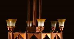 Large Mid Century Art Deco Style Copper Brass 12 Light Chandelier - 3307633
