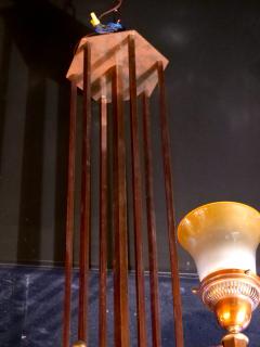Large Mid Century Art Deco Style Copper Brass 12 Light Chandelier - 3307648