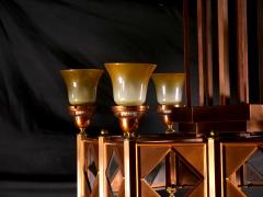 Large Mid Century Art Deco Style Copper Brass 12 Light Chandelier - 3307649