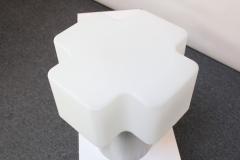 Large Mid Century Brushed Aluminum and Cased Glass Cruciform Table Lamp - 2835937