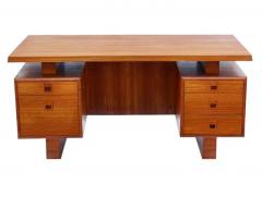 Large Mid Century Danish Modern Teak Executive Desk Two Sided with Floating Top - 3313762