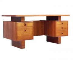 Large Mid Century Danish Modern Teak Executive Desk Two Sided with Floating Top - 3313765