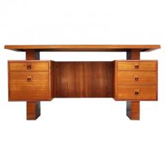 Large Mid Century Danish Modern Teak Executive Desk Two Sided with Floating Top - 3313767