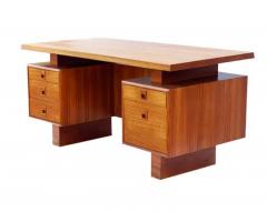 Large Mid Century Danish Modern Teak Executive Desk Two Sided with Floating Top - 3313804