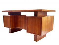 Large Mid Century Danish Modern Teak Executive Desk Two Sided with Floating Top - 3313810