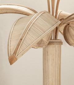 Large Mid Century French Cane and Bamboo Palm Tree Lamp - 4238339