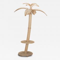 Large Mid Century French Cane and Bamboo Palm Tree Lamp - 4242044