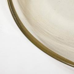 Large Mid Century Hand Blown Murano Glass Bowl W 24 Karat Gold Fleck Detailing - 4265935