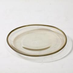 Large Mid Century Hand Blown Murano Glass Bowl W 24 Karat Gold Fleck Detailing - 4265938