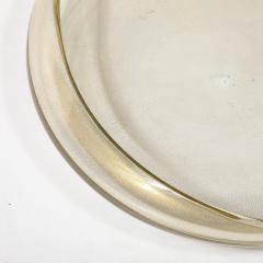 Large Mid Century Hand Blown Murano Glass Bowl W 24 Karat Gold Fleck Detailing - 4265942