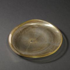 Large Mid Century Hand Blown Murano Glass Bowl W 24 Karat Gold Fleck Detailing - 4265943