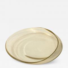Large Mid Century Hand Blown Murano Glass Bowl W 24 Karat Gold Fleck Detailing - 4267184