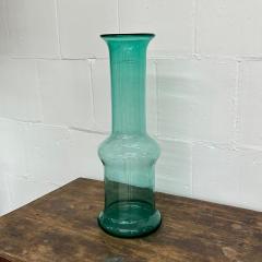 Large Mid Century Handblown Glass Turquoise Long Floor or Table Vase by Blenko - 3079228