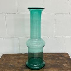 Large Mid Century Handblown Glass Turquoise Long Floor or Table Vase by Blenko - 3079231
