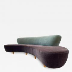 Large Mid Century Modern Curved Serpentine Cloud Sofa One Piece Kidney Design - 2846314