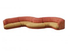 Large Mid Century Modern Curved Serpentine Sectional Sofa - 1958451