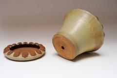 Large Mid Century Modern Glazed Terracotta Planter with Saucer by Deanna Nichols - 4452982