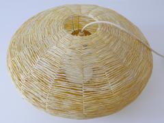 Large Mid Century Modern Raffia Bast Pendant Lamp or Hanging Light Germany 1970s - 2803385