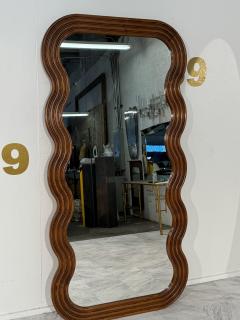 Large Mid Century Modern Wave Frame Mirror in Oak - 4300458