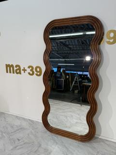 Large Mid Century Modern Wave Frame Mirror in Oak - 4300461
